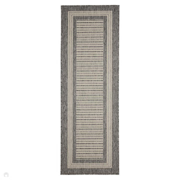 Flatweave Gel Border Steel Grey Runner-Melrose-Rug Love - The Most Loved Rug Store